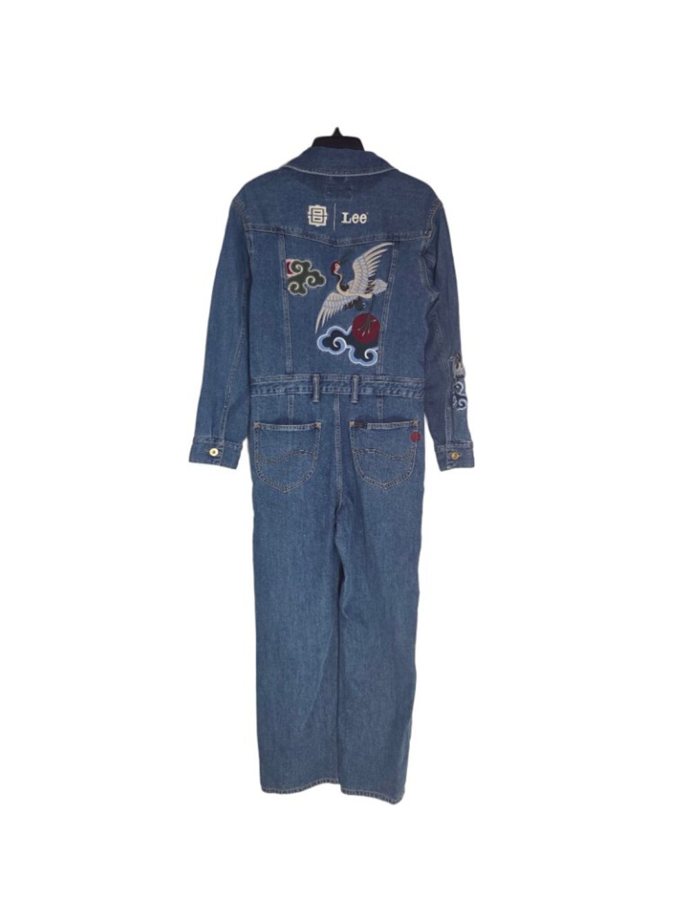 Rare Lee 101 Embroidered Jumpsuit Coveralls S Crane Asian Oriental Y2K Grunge - Picture 8 of 10